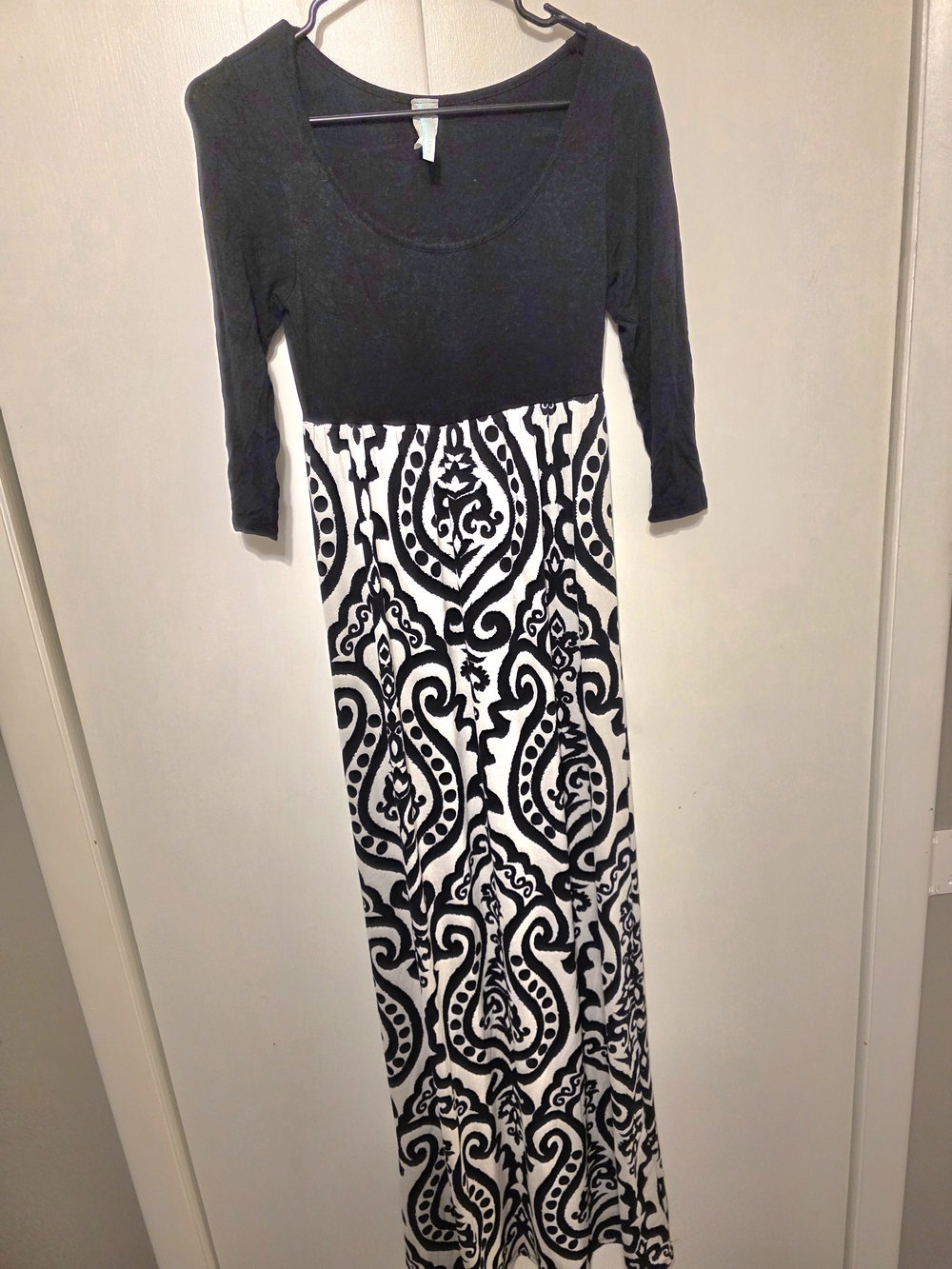 Bellamie Black and White Patterned Maxi Dress